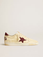 Men's Ball Star in beige nappa with burgundy mesh star and heel tab