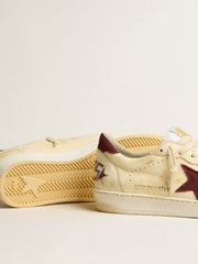 Men's Ball Star in beige nappa with burgundy mesh star and heel tab