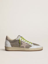Men’s Ball Star in gray suede with old rose suede star and beige leather heel tab