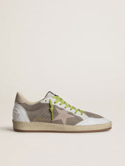 Men’s Ball Star in gray suede with old rose suede star and beige leather heel tab