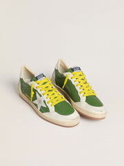 Ball Star LTD in green nappa leather with white suede star and metallic silver leather heel tab