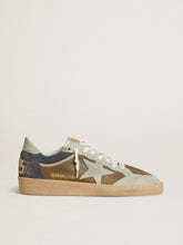Men's Ball Star in military-green waxed suede with ice-gray suede star and heel tab