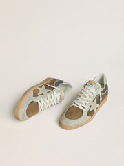 Men's Ball Star in military-green waxed suede with ice-gray suede star and heel tab