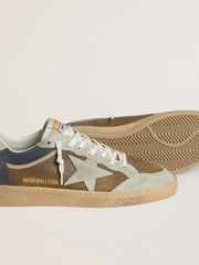 Men's Ball Star in military-green waxed suede with ice-gray suede star and heel tab
