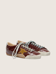 Men's True-Star in burgundy naplak with suede star and silver nappa heel tab