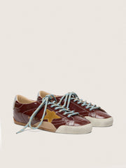 Men's True-Star in burgundy naplak with suede star and silver nappa heel tab