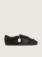 Men's True-Star in black suede with Swarovski crystals and black leather star