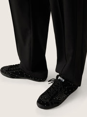 Men's True-Star in black suede with Swarovski crystals and black leather star