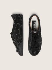 Men's True-Star in black suede with Swarovski crystals and black leather star