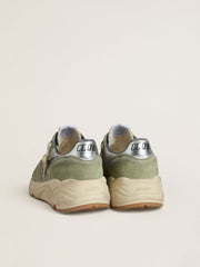 Men's Running Sole in sage-green nylon and suede with printed black star