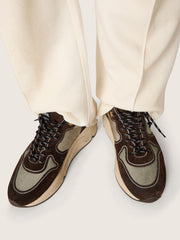 Men's Running Sole in nylon and suede with printed star and leather heel tab