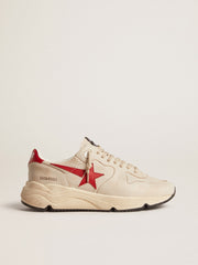 Men's Running Sole in gray nappa leather with red nappa leather star and heel tab