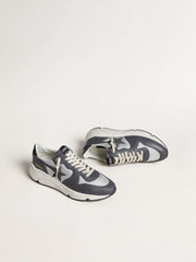 Men’s Running Sole in gray nylon and black nappa leather with a black suede star
