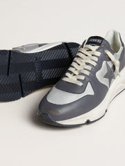 Men’s Running Sole in gray nylon and black nappa leather with a black suede star