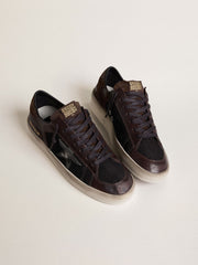 Men's Stardan in brown suede and black mesh with white leather star and nappa leather inserts