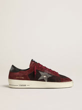 Men's Stardan in black mesh and burgundy suede with white leather star