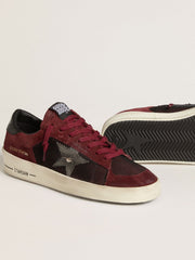 Men's Stardan in black mesh and burgundy suede with white leather star