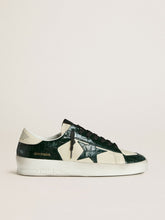 Men's Stardan LTD in cream leather with green crocodile-print leather star and inserts