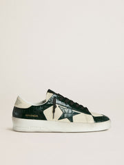 Men's Stardan LTD in cream leather with green crocodile-print leather star and inserts