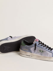 Men's Stardan in powder-blue suede with green leather star and heel tab