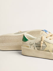 Stardan in white nappa leather with cream-colored leather star