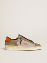 Stardan LTD in gray leather and mesh with leather star and heel tab