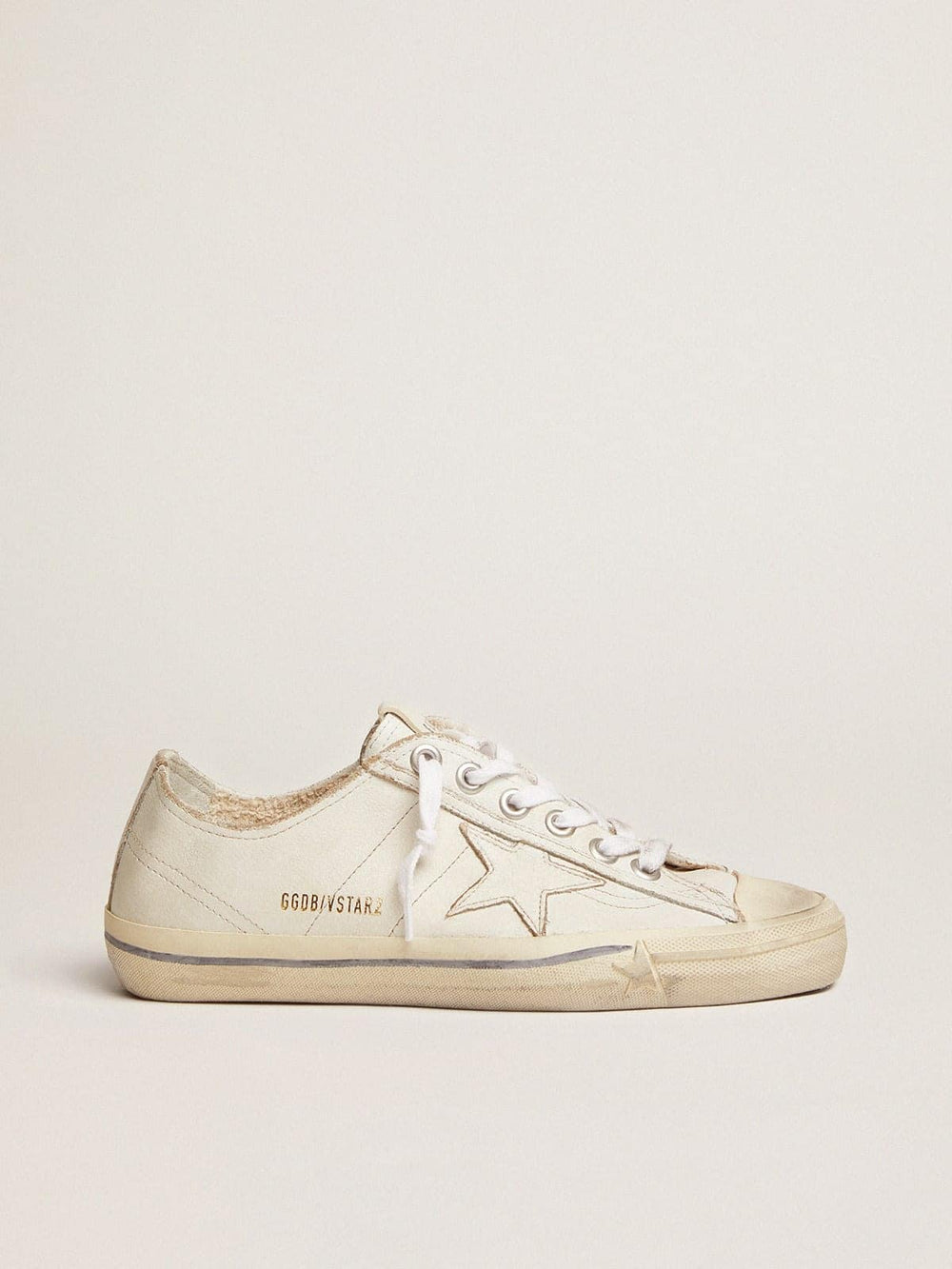 Men's V-Star in white leather with white star and light blue stripe on the foxing