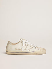 Men's V-Star in white leather with white star and light blue stripe on the foxing