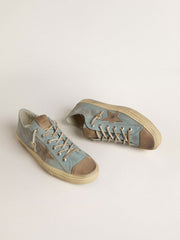 Men's V-Star in light blue canvas with dove-gray leather star