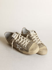 Men's V-Star in dove-gray suede with silver metallic leather star