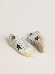 V-Star in leather with black crocodile-print leather star and heel tab