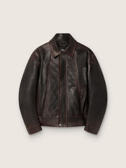 Men’s bomber jacket in burgundy nappa leather
