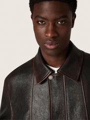 Men’s bomber jacket in burgundy nappa leather