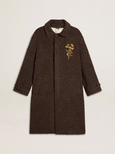 Men's single-breasted Journey coat in wrinkle wool blend with floral pin