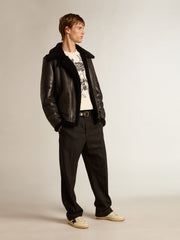 Black sheepskin jacket