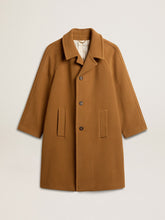 Men's single-breasted coat in tobacco