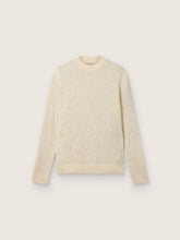 Men's crew-neck sweater in white merino wool with all-over crystals