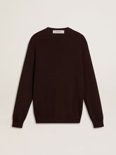 Men's brown crew-neck sweater with 'Golden' lettering on the back