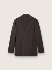 Men's single-breasted blazer in dark brown wool with thin stripe pattern