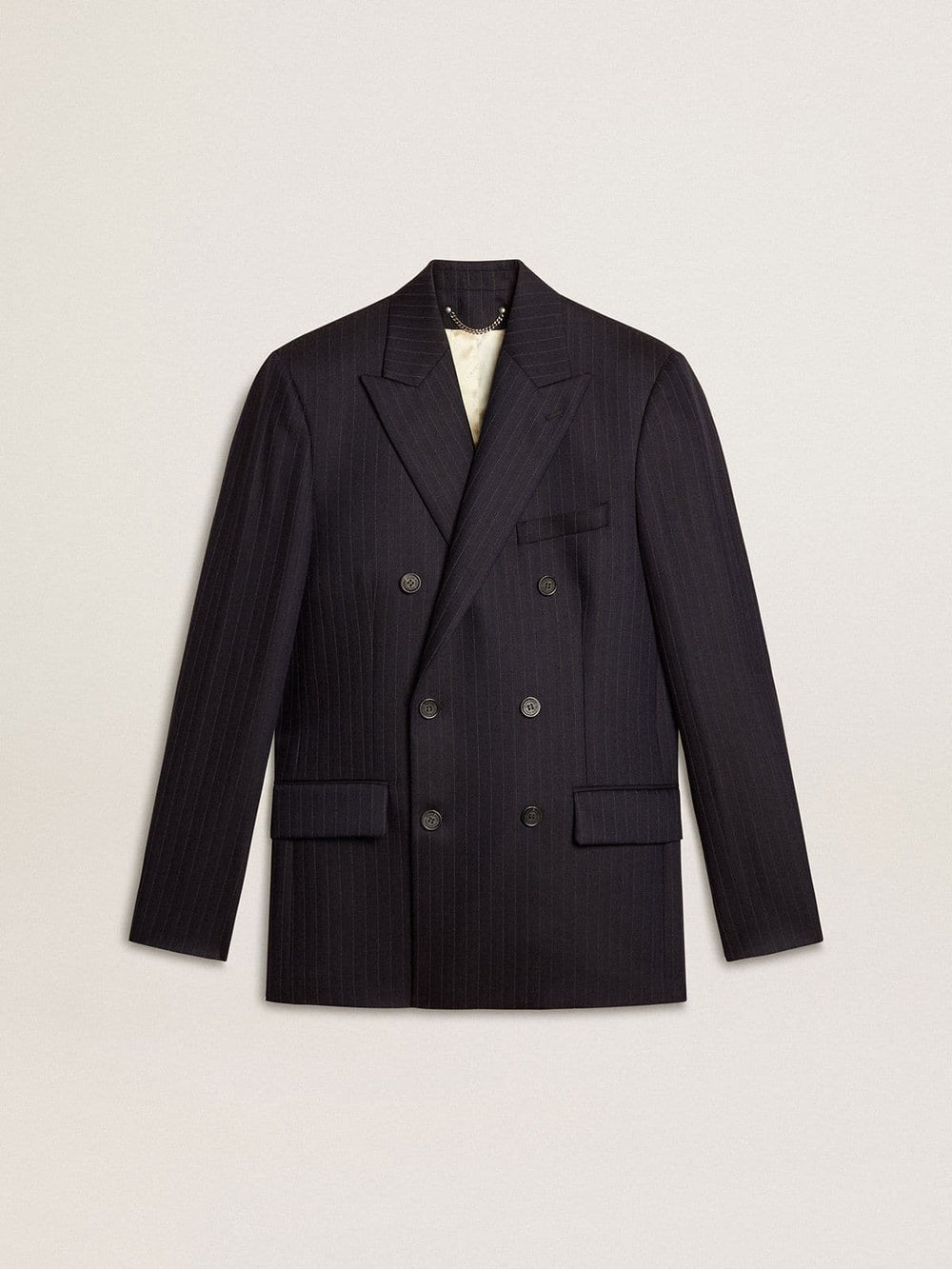 Men's midnight blue wool double-breasted blazer