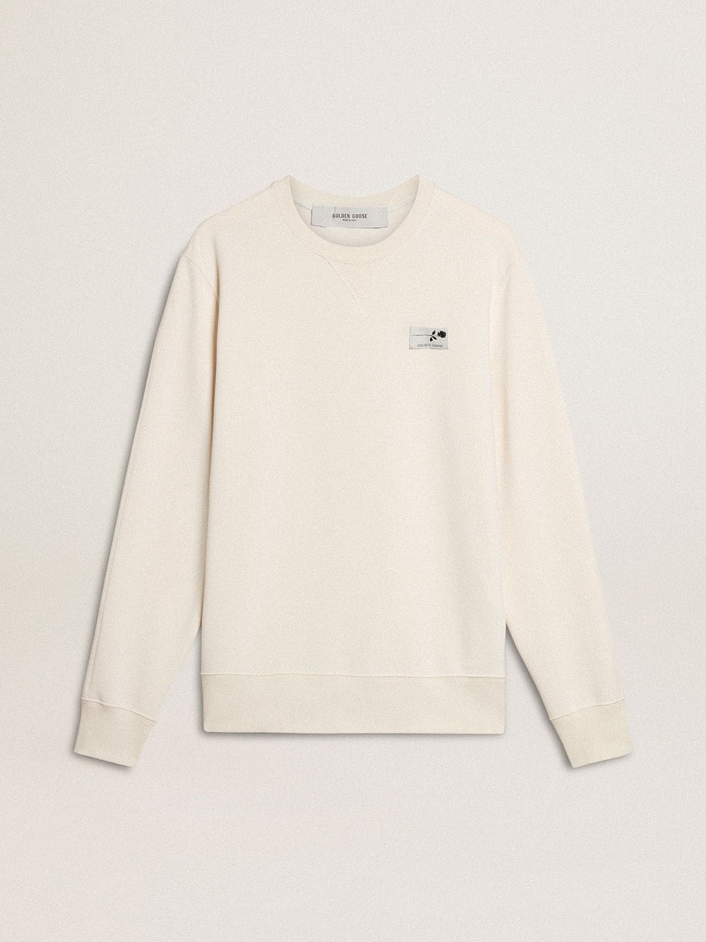 Men's white cotton sweatshirt with print on the back