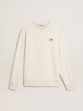 Men's white cotton sweatshirt with print on the back