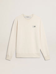 Men's white cotton sweatshirt with print on the back
