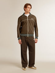 Men’s military green zipped sweatshirt with white logo