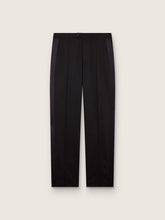 Men's pants in black cool wool with satin side stripe