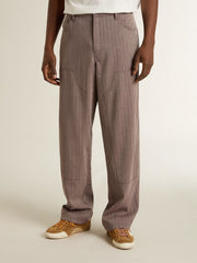 Men’s wool blend pants in light brown micro chevron