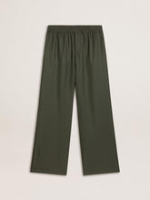 Men's dark green joggers with vertical stripes