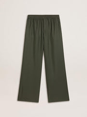 Men's dark green joggers with vertical stripes
