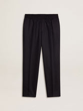 Men's wool pants with vertical thin stripes