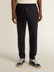 Men's wool pants with vertical thin stripes